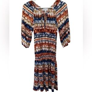 Veronica M Multicolor Long Sleeve Boho Dress Women XS